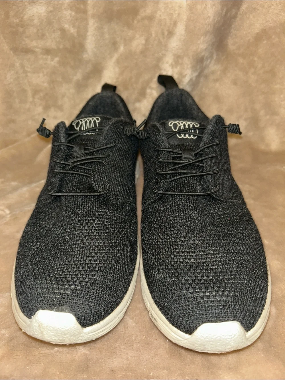 Woolloomooloo Fraser Black Merino Wool Knit Slip On Elastic Lace Sneaker EU 39